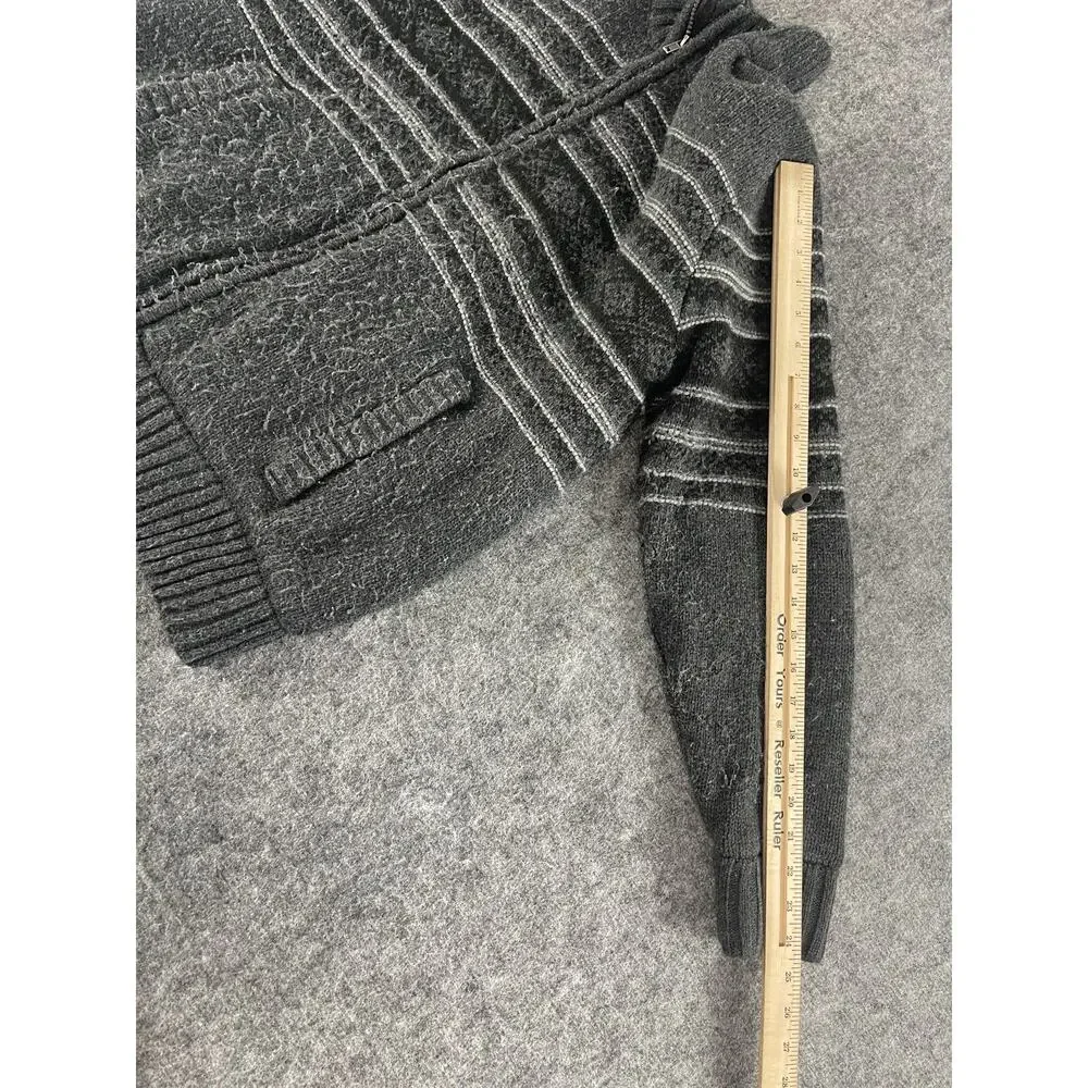 Field & Stream Sweater Jacket Mens Medium Dark Gray Sherpa Lined Grandpa N230